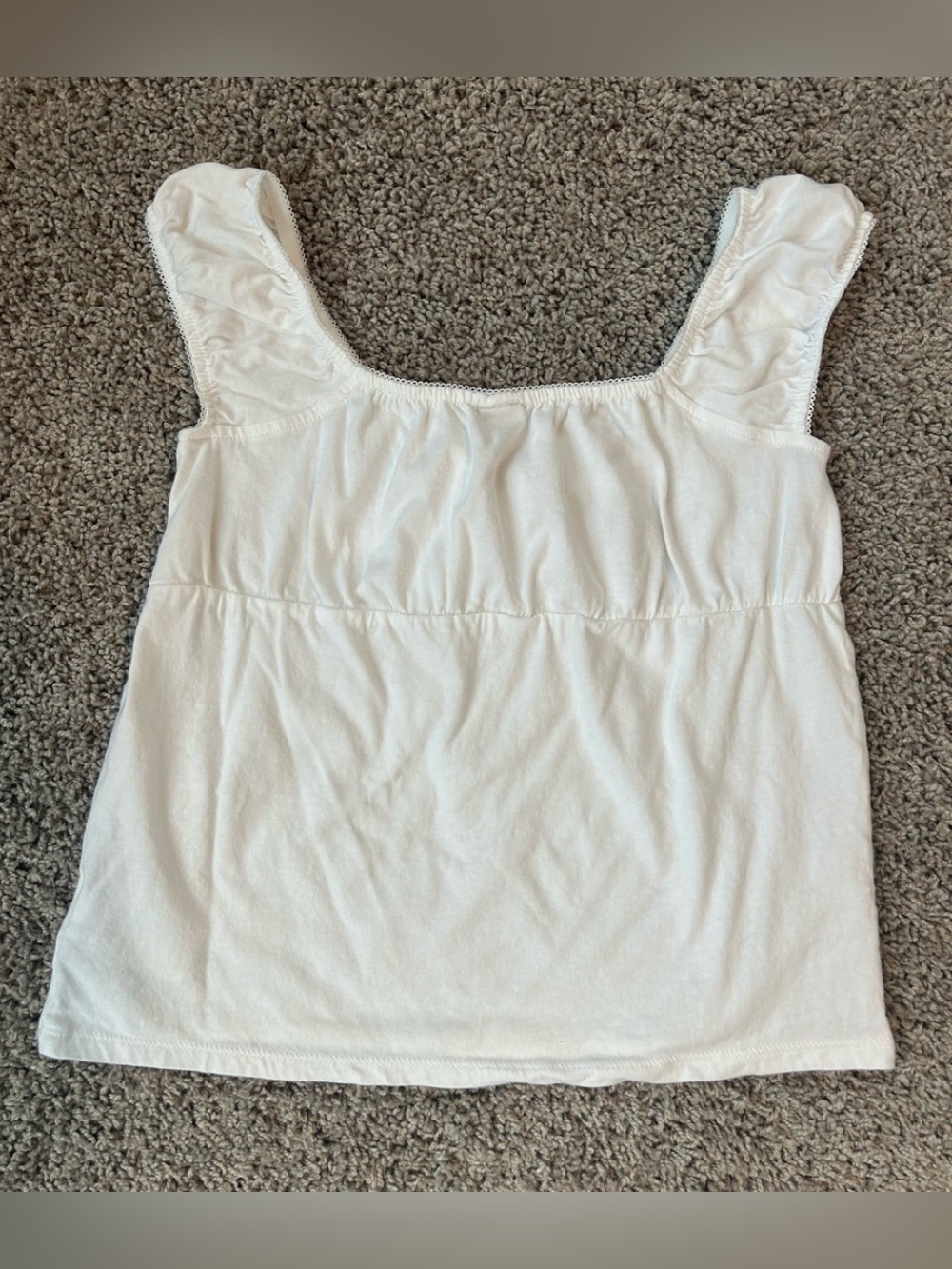 Girls White Square-Neck Tank Top